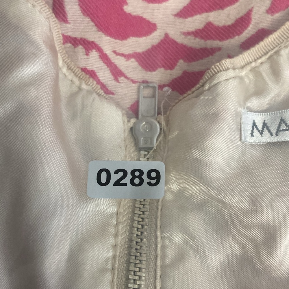 Maggy London Women’s Sheath Dress V-Neck Sleeveless Pink White Back Zipper Sz 2 - Picture 12 of 12